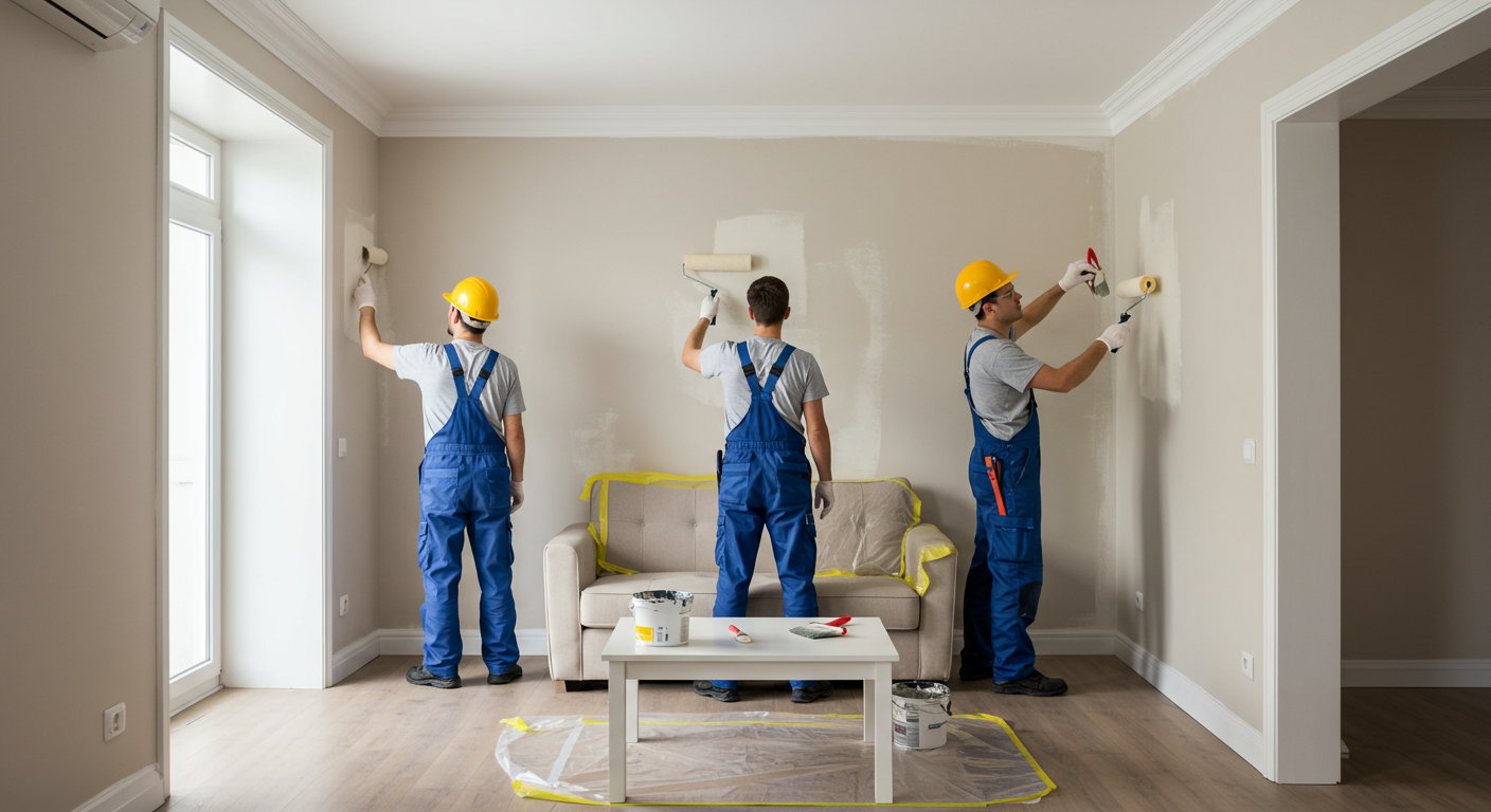 Professional Painters Working Indoors