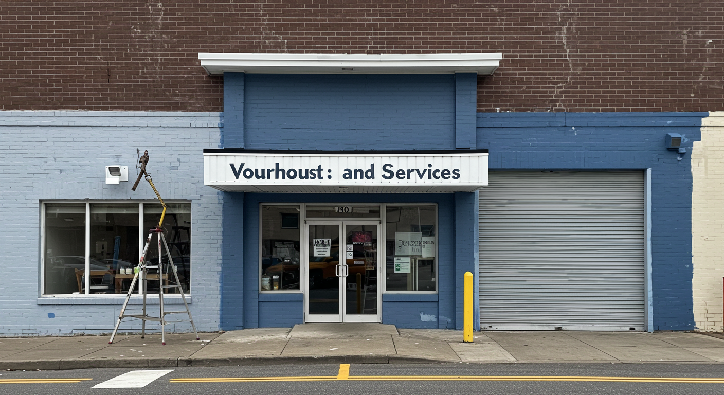 A commercial building with a freshly painted facade, showcasing the professionalism of the painting service.